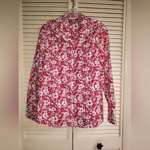 Jodhpur Red and White Floral Blouse 100% Cotton Size 44 (L) Pit To Pit 21